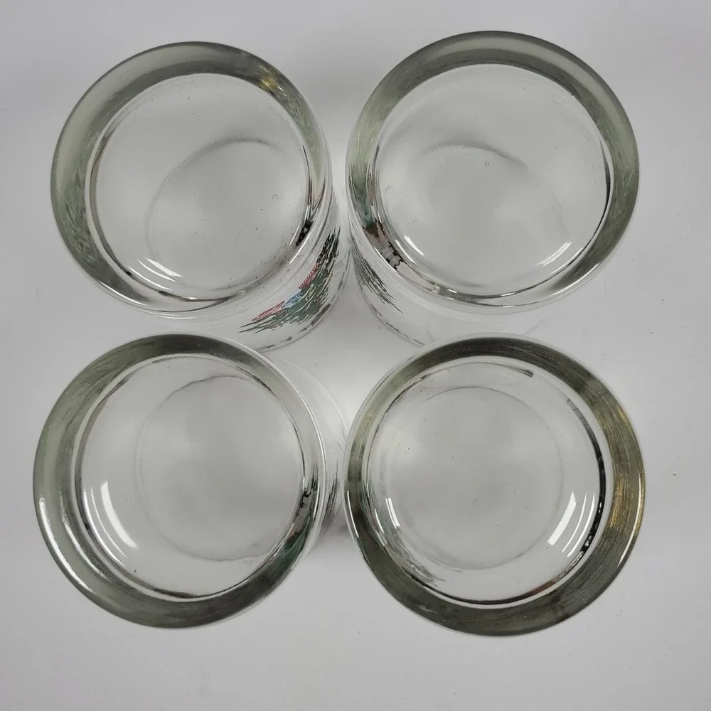 Vintage Libbey Christmas Tree Cocktail Lowball Tumblers Glasses Set Of Four